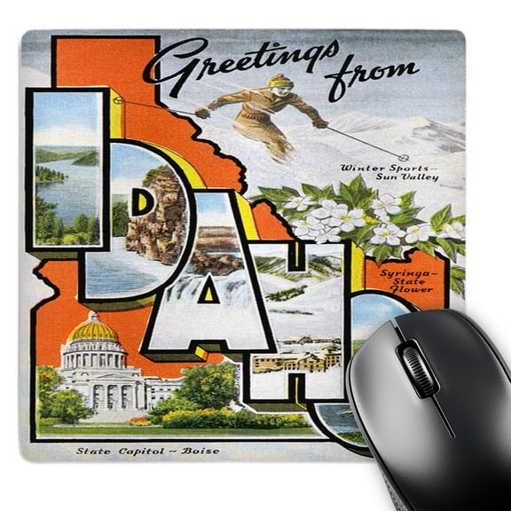 3dRose, Greetings from Idaho Sun Valley Boise with Scenes from the State, MousePad