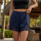 thumbnail image 3 of Pantalones cortos de satén for mujer Y2k con ribete de encaje, micro mini pantalones cortos de pijama, bragas de talle bajo, pantalones de pijama, 3 of 7