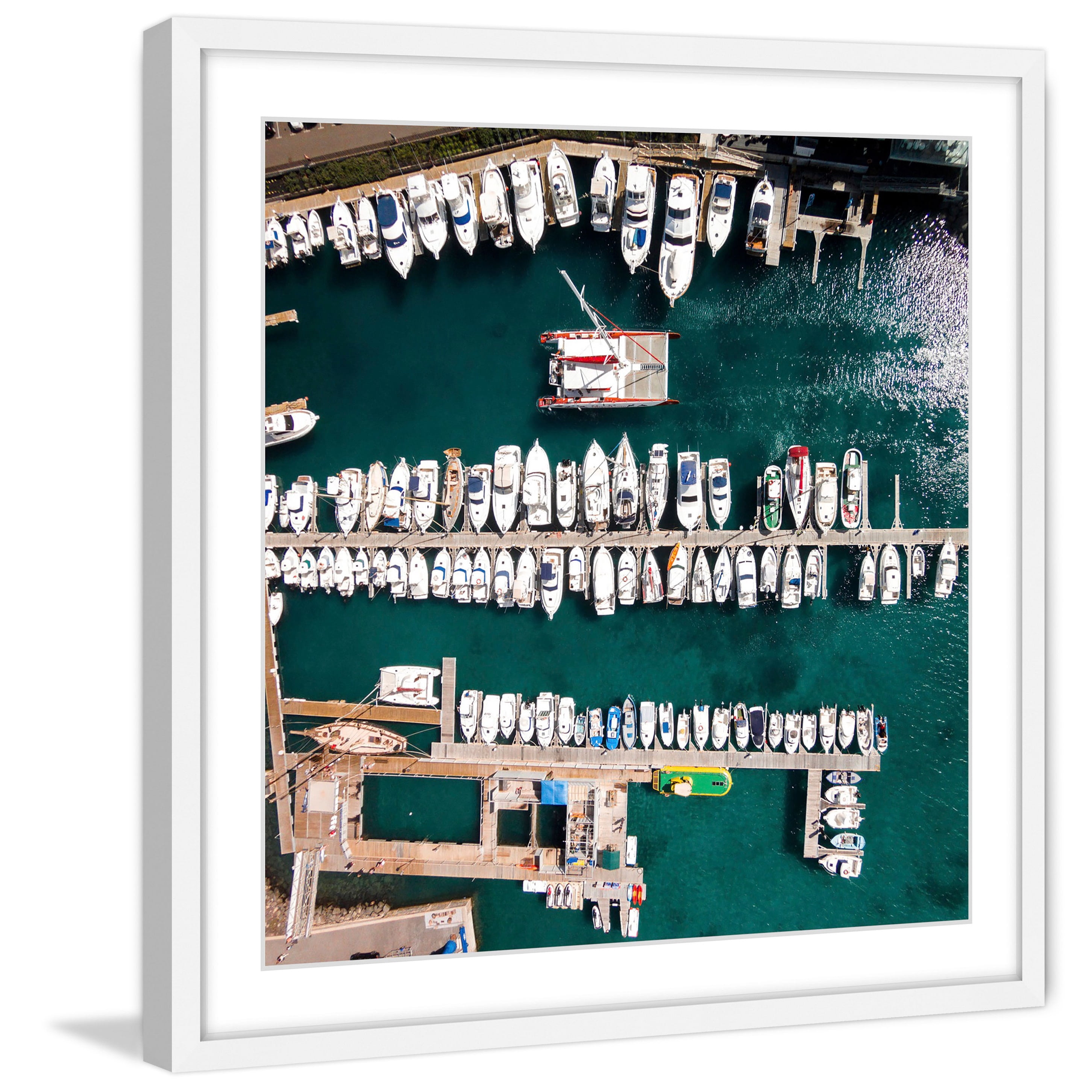 "All Boats Docked" Framed Painting Art Print, 32.0" x 1.5"