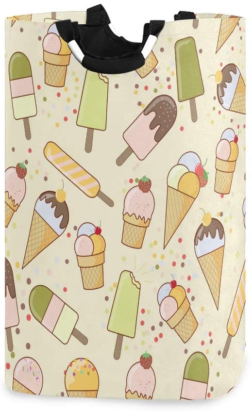 Colorful Cute Ice Cream Laundry Basket with Handles Large Storage Bin