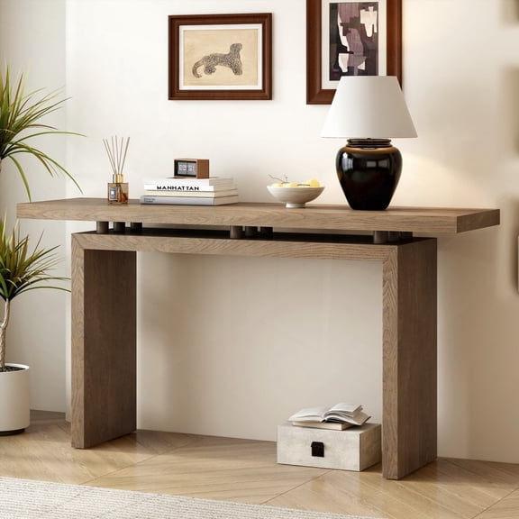 U_STYLE Ash Veneer Console Table - Modern Simple, Clever Top Design, Entryway Ideal