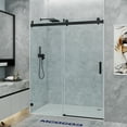 thumbnail image 3 of MCOCOD 57 to 60 in. W x 72 in. H Frameless Shower Door with Soft Close, 3/8" (10 mm) Clear Tempered Glass, Single Sliding Alcove Shower Doors, Matte Black Finish, 3 of 10
