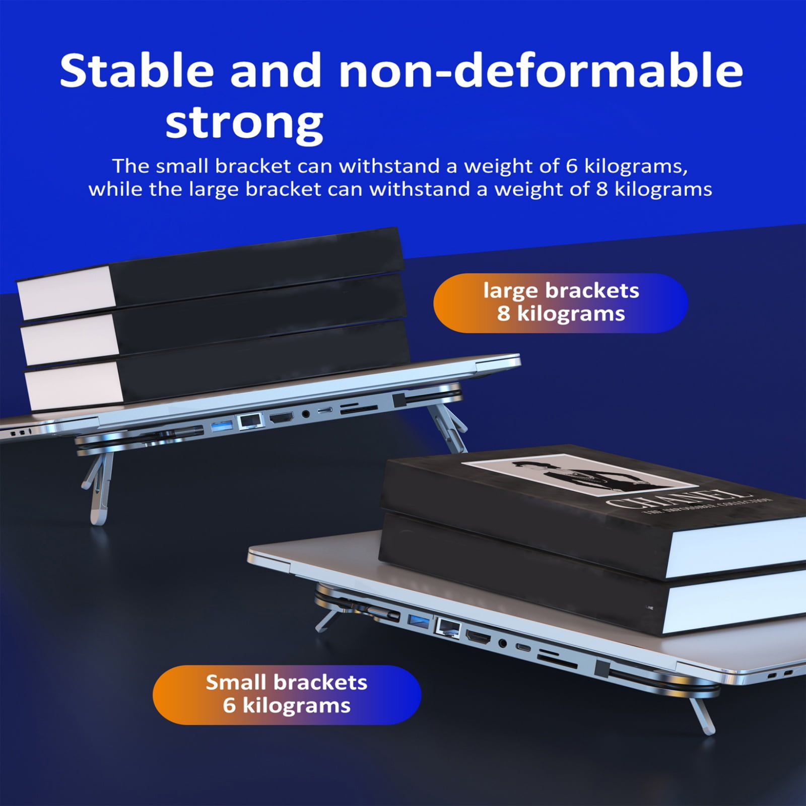 Port USB C Laptop Docking Station Stand 7 Port Ethernet Adapter 4K60Hz PD100W Charging USB3.0 Foldable Height Adjustable