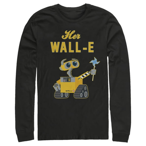 Men's Wall-E Valentine's Day Her Wall-E  Long Sleeve Shirt Black Large