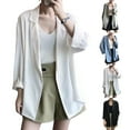 thumbnail image 3 of Women Blazers Lapel Elegant Work OL Blazer Thin Office Jacket Business Coat Lady, 3 of 11
