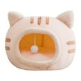 thumbnail image 2 of Cute Cat Sleeping Bed Semi Closed Small Dog Bed Bottom Hut Warm Puppy Kennel Basket Kitten House for Kitty Small Medium Large Dogs pink medium, 2 of 7