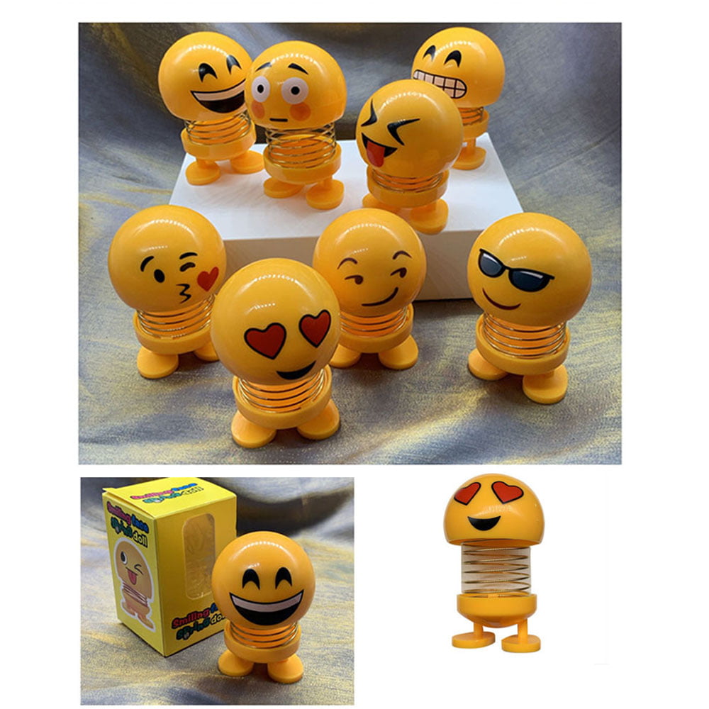 LNGOOR 10 Pack Emoji Bobble Heads Dolls Funny Smiley Face Springs ...