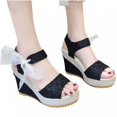 thumbnail image 4 of Danhjin Womens Wedge Platform Slingback Open Toe Summer Comfy High Heel Beach Sandals, Fashion Women Heeled Sandals Shoes for Travelling Pool Party Outdoor, 4 of 5