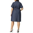 thumbnail image 3 of MODA NOVA Juniors' Plus Wrap Belted High Waist Chambray Midi Dress, 3 of 6
