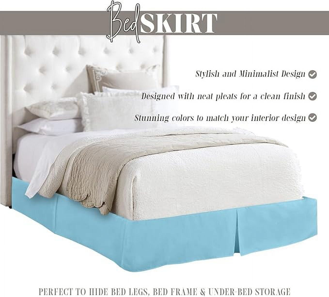 Elegant Comfort 1-Piece Solid Bed Skirt, 1500 Series, Minimalist Design with a Modern Look- Easy Care, Wrinkle and Stain Resistant, Bedskirt, King, Aquamarine