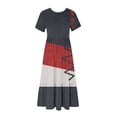 thumbnail image 4 of FAIWAD Robe à Manches Courtes pour Femme Grande Taille, à Blocs de Couleur, Robe d'Été Décontractée, Fluide, Coupe Trapèze, avec Poches, 4 of 4