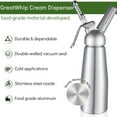 thumbnail image 2 of Yolispa Whipped Cream Dispenser, Aluminum Whipped Cream Dispenser with 3 Decorating Nozzles & Cleaning Brush, 1-Pint / 500 ML Cream Maker for Desserts, Coffee, Cocktails, Baking, 2 of 12