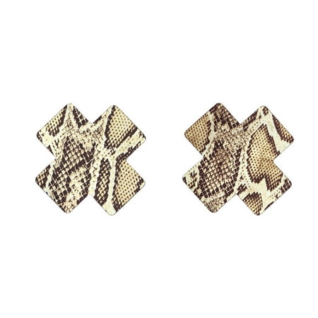 POPLIS 1 Pair Snakeskin Printed Adhesive Pasites Flower Star Heart for Shaped Nipple Covers Stickers Invisible Bra Party Lingerie
