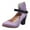 Purple, variant on JeashCHAT Women's Heeled Sandals Closed Pointed Toe Ankle Strap Low Block Chunky Heel Sandals Work Party Dress Pump Shoes