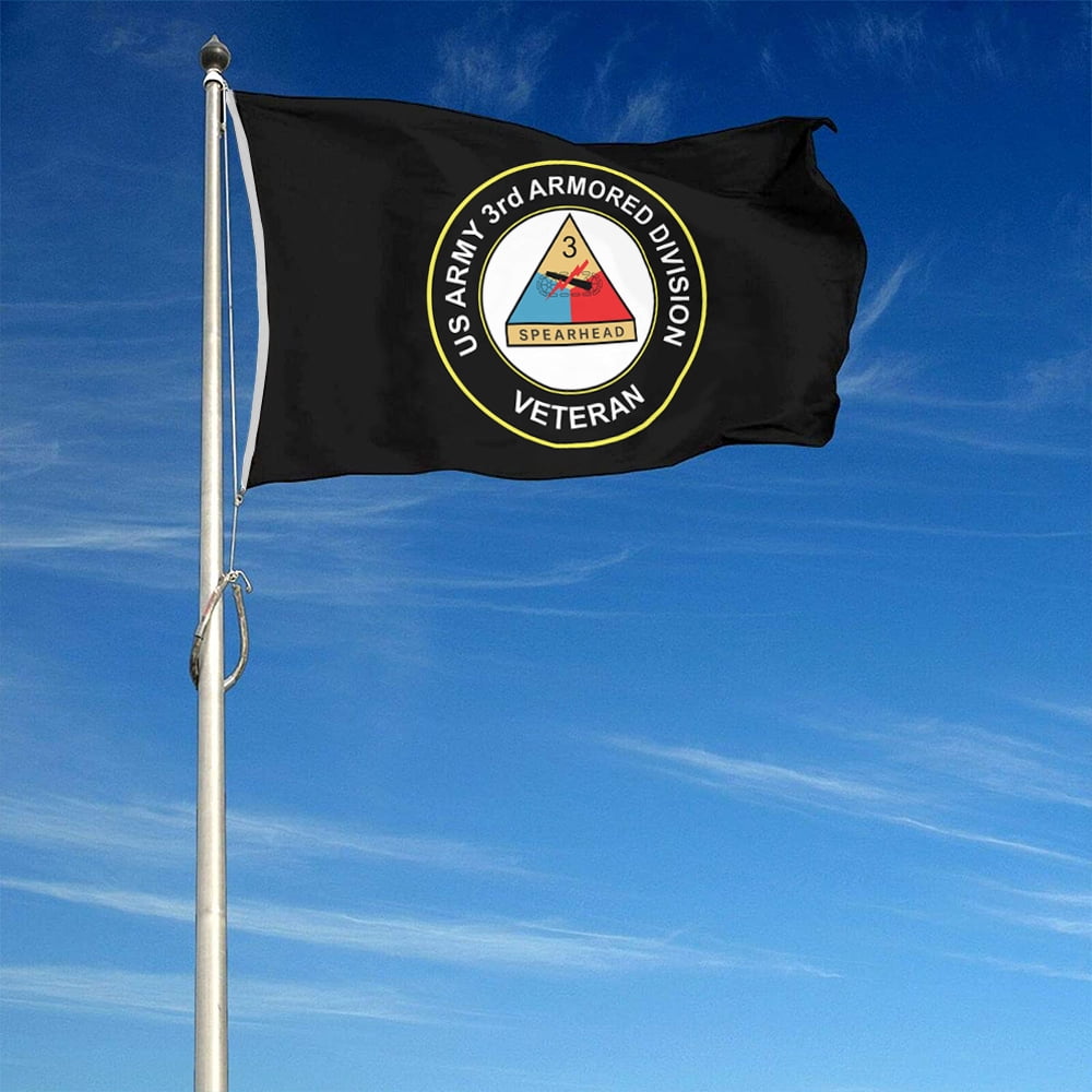 Dutern Double Sided Us Army Veteran 3rd Armored Division Flag Banner 3 Ply with Brass Grommets 3x5 Feet