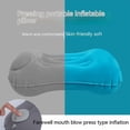 thumbnail image 4 of Almohada inflable de compresión para acampar, almohada inflable para acampar, almohada para acampar para dormir (azul) flocada compacta, cómoda, 4 of 5