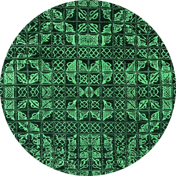 Ahgly Company Indoor Round Abstract Green Modern Area Rugs, 7' Round
