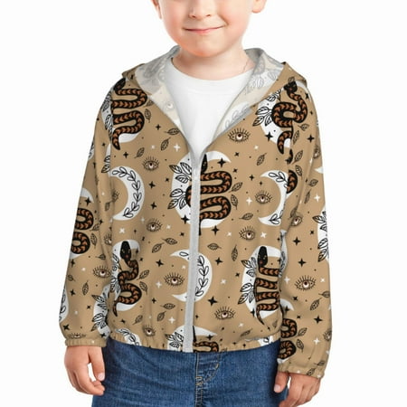 

Gaeub Snake And Flower Print Athletic Sun Protection Hoodie for Kids Long Sleeve Outdoor UV Shirt Running Fishing Top for Boys Girls-18 Months