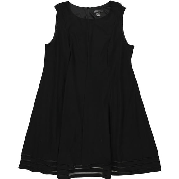 Jessica Howard Womens Illusion Trim Fit & Flare Dress, Black, Plus Size, 20W