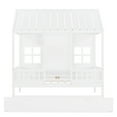 thumbnail image 5 of Harper & Bright Designs House Bed with Trundle Twin House Bed, Wooden Platform Bed Frame with Headboard and Roof for Girls Boys, White, 5 of 10
