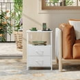 thumbnail image 6 of Eunos 2 Drawer White Small Nightstand with Charging Station, LED and Open Shelf for Bedroom, 6 of 9