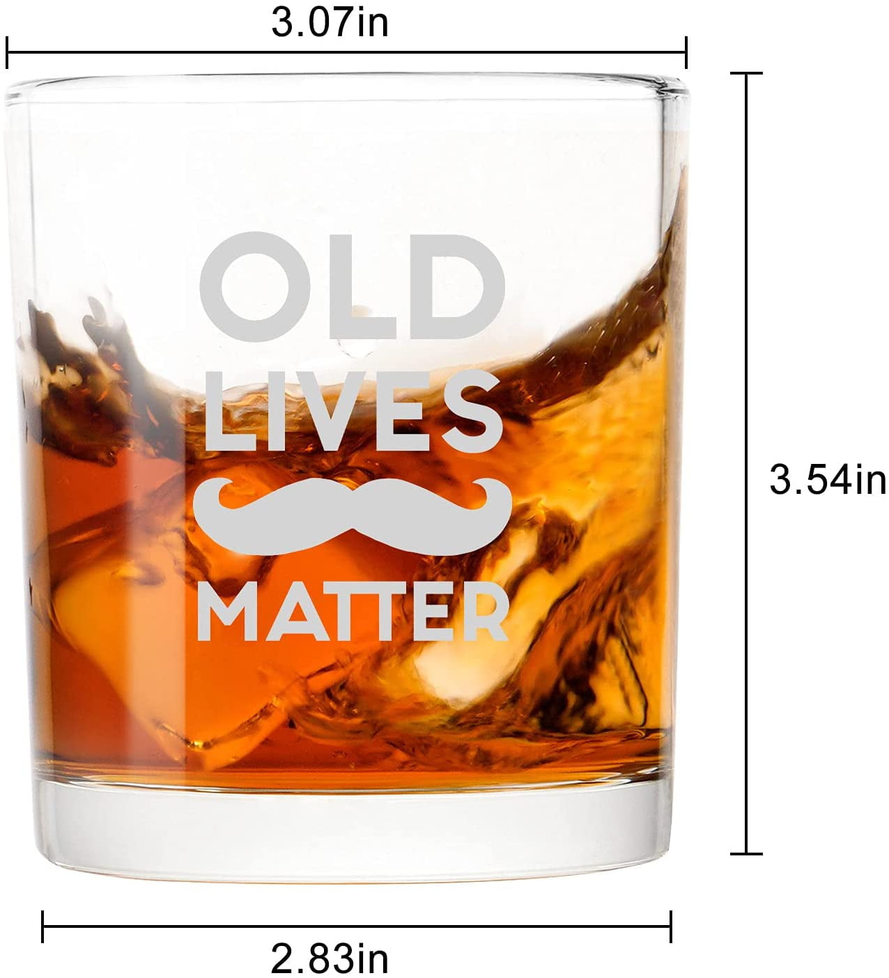 Old Fashioned Whiskey Glasses 11oz or Senior Citizen Funny Retirement or Birthday Gifts for Men Old Lives Matter Whiskey Scotch Glass Unique Gag Gifts for Dad Old Man Grandpa 