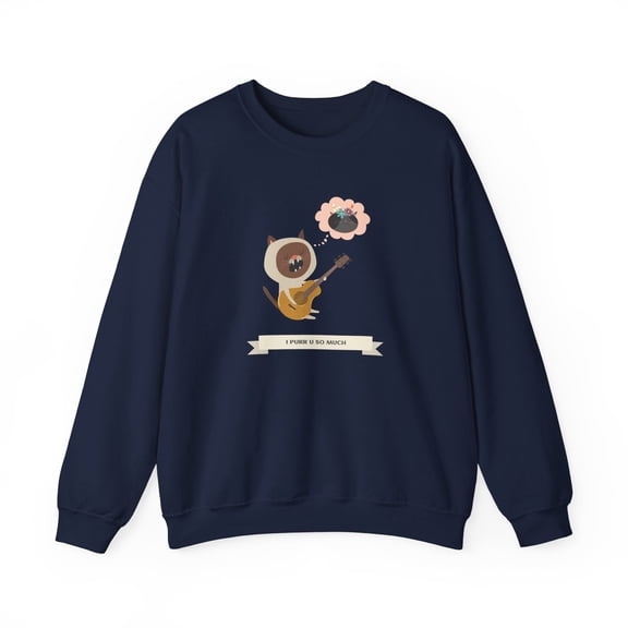 Cat with Guitar Sweatshirt, Love Sweatshirt, Cat Sweatshirt, Valentine's Day Sweatshirt, 50/50 Cotton-Poly Animal Sweatshirt 127