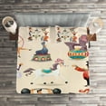 thumbnail image 2 of Ambesonne Animal Quilted Coverlet 3 Pcs, Circus Fun Athlete Horse, King Size, Multicolor, 2 of 2