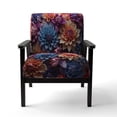 thumbnail image 4 of Designart "Dahlia landscape Vibrant Composition I" Blue Dahlia Upholstered Accent Chair - Traditional Arm Chair For Living Room, 4 of 5