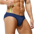 thumbnail image 1 of LNWUY Men's Ice Silk Bikini Low Rise Briefs Underwear Solid Color Breathable Comfort Underpants Blue M, 1 of 4