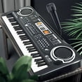 thumbnail image 2 of Teclado de piano digital de 61 teclas con micrófono recargable USB para escenario de bar, adecuado para principiantes-negro, 2 of 4