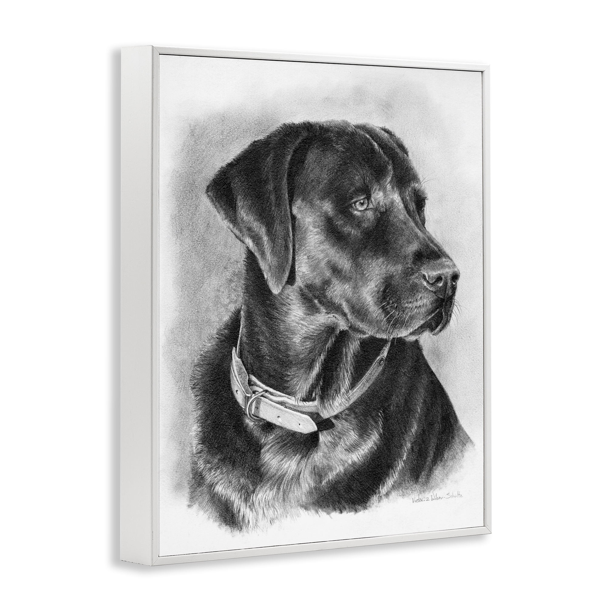Stupell Industries Black Lab Drawing Animals & Insects Drawing White Framed Art Print Wall Art, 24 x 30