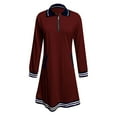 thumbnail image 5 of IWRICH Women's Oversized Sweatshirt Dress Half Zip V Neck Long Sleeve Color Blocking Fall Casual Mini Dresses M, 5 of 6
