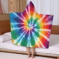 thumbnail image 5 of Colorful Rainbow Tie Dye Spiral Pattern Hooded Bath Towel，50"x30" for Ages 3 To 12 Kids, Quick Dry Lightweight Soft Microfiber Hood Beach Towel Cover Up for Kids, 5 of 7