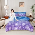 thumbnail image 4 of Homewish Gradient Christmas Snowflake Bedding Comforter Set 2pcs for Female Men Adults,Happy Xmas Twin Comforter Sets Microfiber,Blue Purple Ombre Breathable Bedding Set,Lightweight Room Decor, 4 of 8