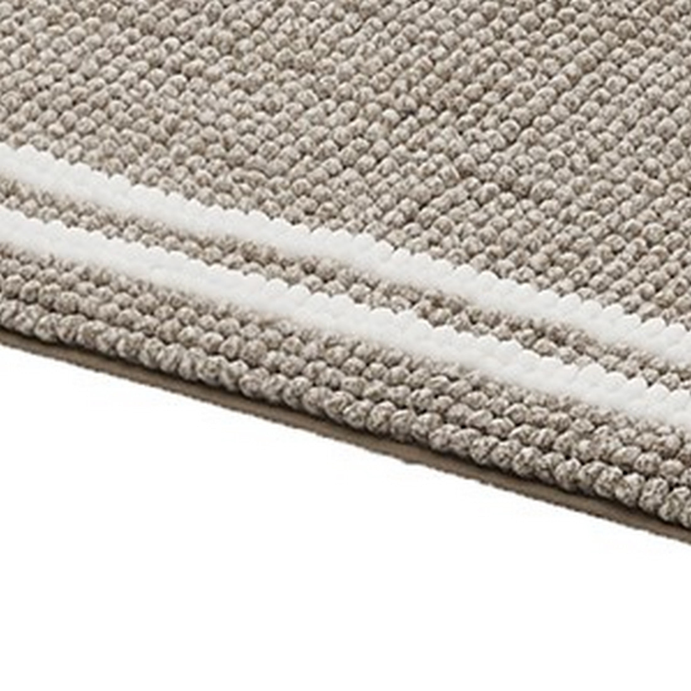 VCNY Home Hotel Beige/White Striped Polyester Bath Rug, 24" x 60"