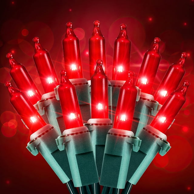 Cadena de luces navideñas Hopolon 50 rojas de 13 pies para exteriores e interiores