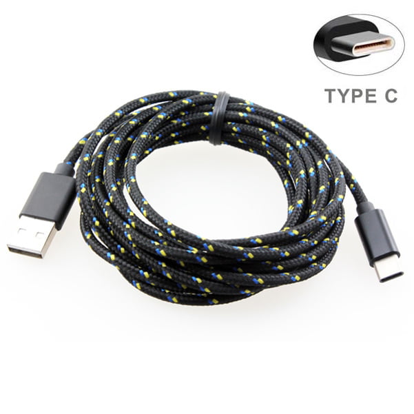 Moto G7 Power - Type-C 10ft USB Cable, Charger Cord Power Wire USB-C Long Braided Fast Charge Sync High Speed for Motorola Moto Power Phone - Walmart.com