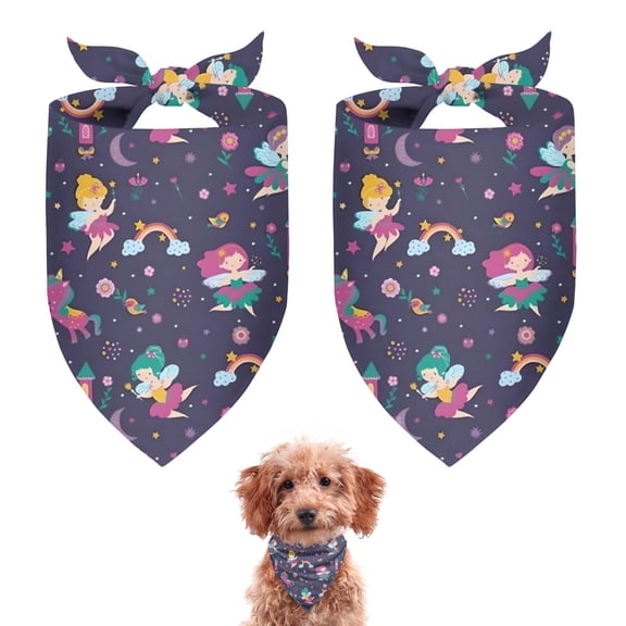 Dog Bandana 2 Pack,Fairy Princess Magic Pattern Bandanas for Dogs,Cat Bandana,Small/ Large Dog Bandana 2 Size,Dog Bandanas