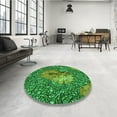 thumbnail image 4 of Ahgly Company Machine Washable Indoor Round Transitional Neon Green Area Rugs, 8' Round, 4 of 7