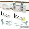 6" Black Slatwall Flip Up Scanner Hooks with 2.5" L X 1.25" H Flip Scan Hook Label Holder / Scanner Plates - 50 Pack