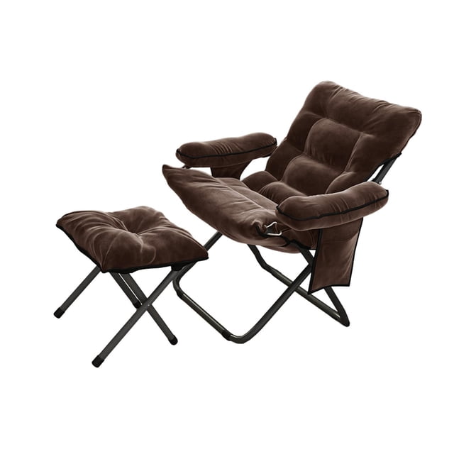 Silla Perezosa con Silla de Ocio Otomana Plegable con Reposabrazos con Sillón de Almacenamiento, Sofá Reclinable para Oficina Y Dormitorio Marrón