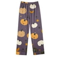 thumbnail image 5 of Enjoytime Halloween 2 Piece Sets for Women Pumpkins Print Long Sleeve Shirt Loose Pants Sleepwear Classic Soft Button Down Pajamas Plus Size Clothes, 5 of 5