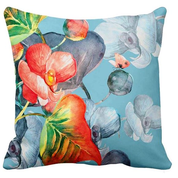 18 x 18 Po Orchidée Carré Coussin d'Intérieur et d'Extérieur avec Couvercle