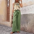 thumbnail image 4 of ZEHJUHAN Women's 2-Piece Sleeveless Top & Wide Leg Pants Set - Printed Blouse with Drawstring Trousers Green C，S, 4 of 6