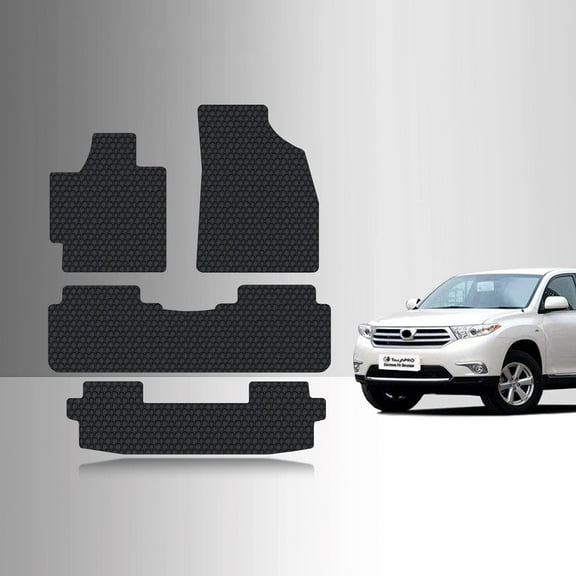ToughPRO Front   3rd Row Mats Compatible with Toyota Highlander 2012 - All Weather Heavy Duty (Made in USA) Black Rubber