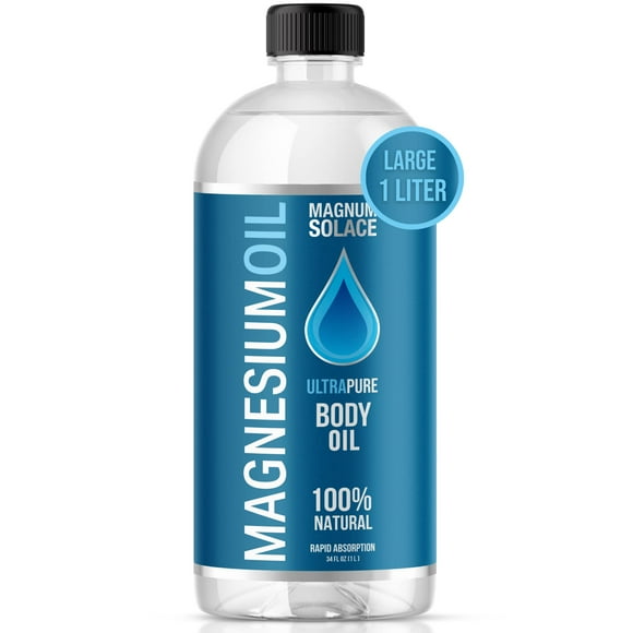 Magnesium Oil for Muscles Magnesium Bath Soak - Large 1 Liter (34 oz) for Use in Salt Bath Foot Soaks or to Refill Magnesium Oil Spray Bottles - Great Alternative to Magnesium Bath Flakes