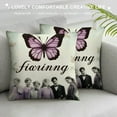 thumbnail image 3 of HENGT  Butterfly Throw Pillow Covers Decorative Gifts Cushion Cover Home Family Faith Hope Love Words Pillowcase Square Couch Pillow Vintage Style Summer Home Decoration (Purple), 3 of 5