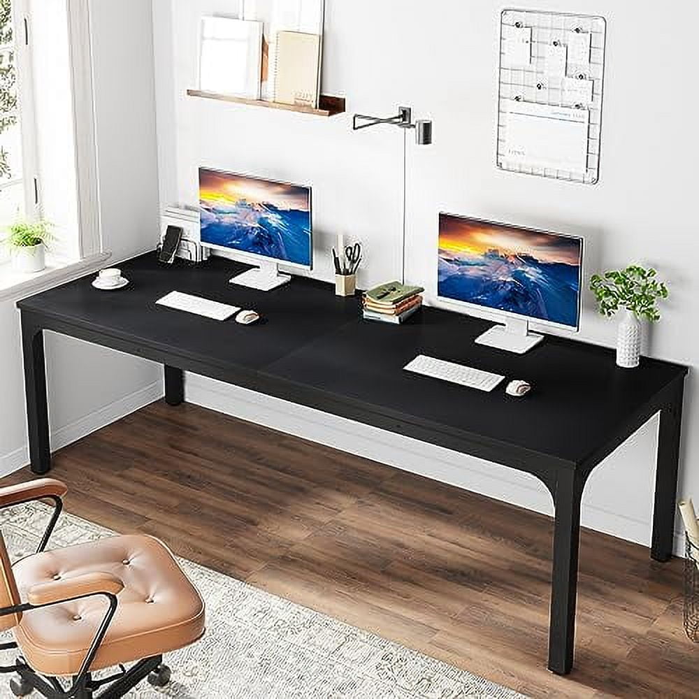 Tribesigns 78.7 inches 2 Person Desk, Extra Long Computer Desk Double Desk Workstation with Adjustable Foot Pads for Home Office Table, Black