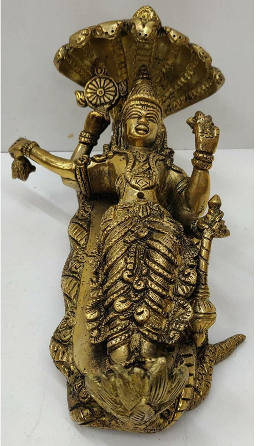 Lord Vishnu Resting on Sheshnag Vishnu Brass Statue Indian Statue Vishnu Hindu God Vishnu Idol Sculpture Sheshshayi Narayana Murti Spiritual Religious Pooja Item - AtoZ India Cart - Walmart.com